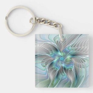 Art fractal fantaisie papillon bleu vert abstrait
