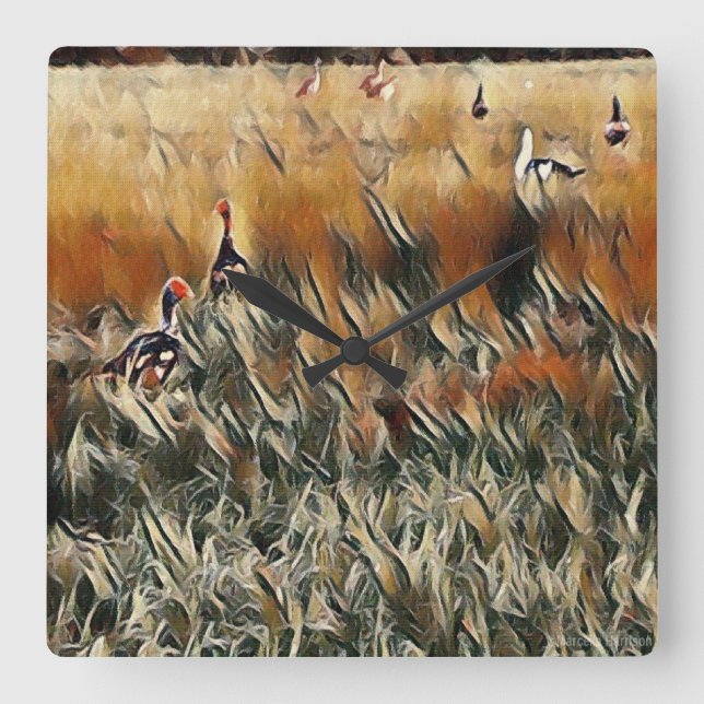 Art Gänse und Duck Roam Quadratische Wanduhr (Vorderseite)