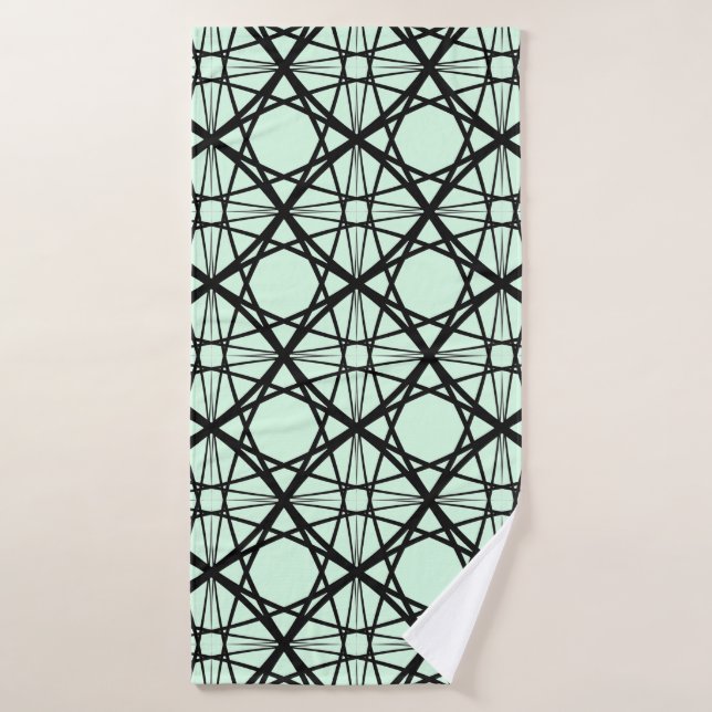 Art géométrique noir et vert de la menthe (Serviette de bain)