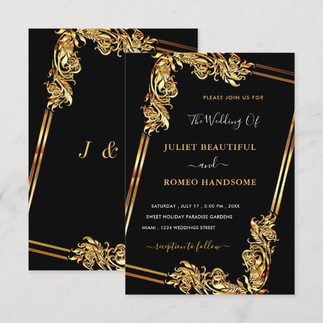 Art Gerahmt Black Gold Hochzeitsvorlage (Vorne/Hinten)