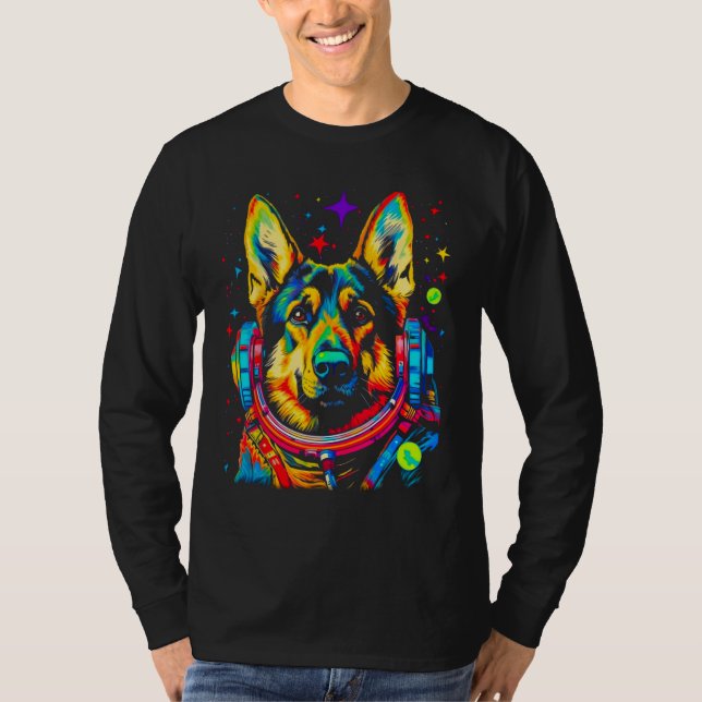 Art German Shepherd Dog Astronaut T-Shirt (Vorderseite)