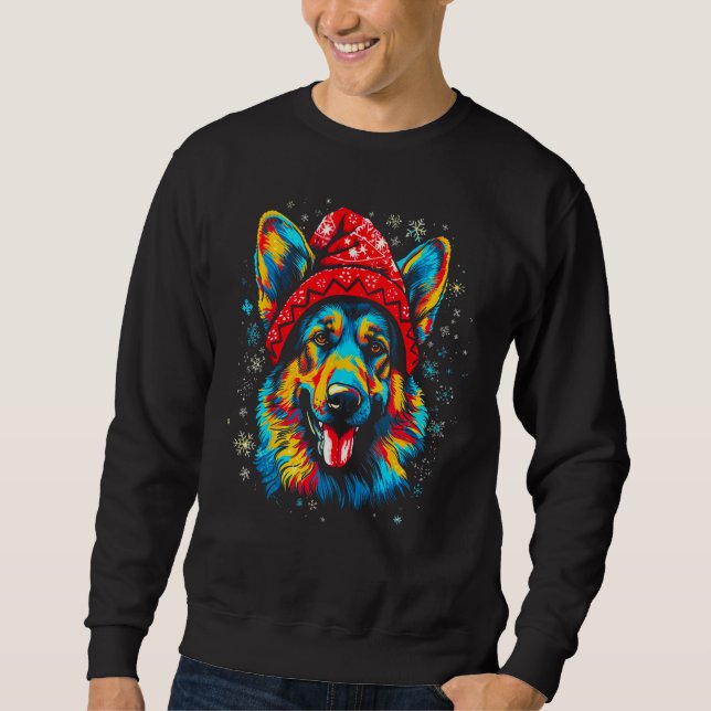 Art German Shepherd Dog Christmas Sweatshirt (Vorderseite)