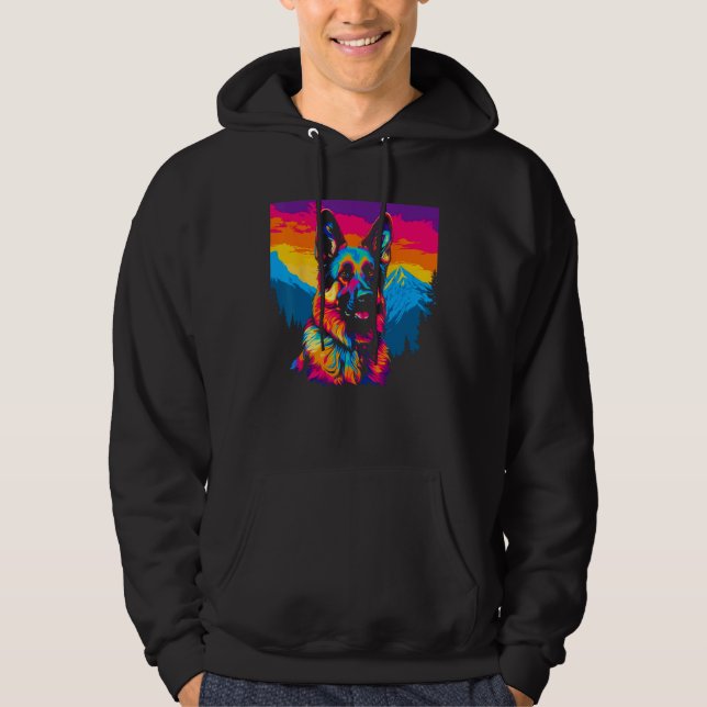 Art German Shepherd Dog Mountain Hoodie (Vorderseite)