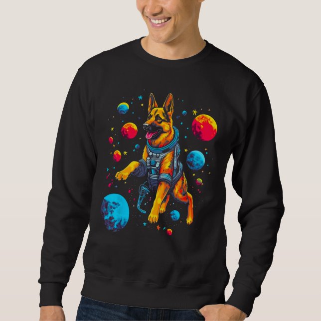 Art German Shepherd Dog Space Planet Sweatshirt (Vorderseite)