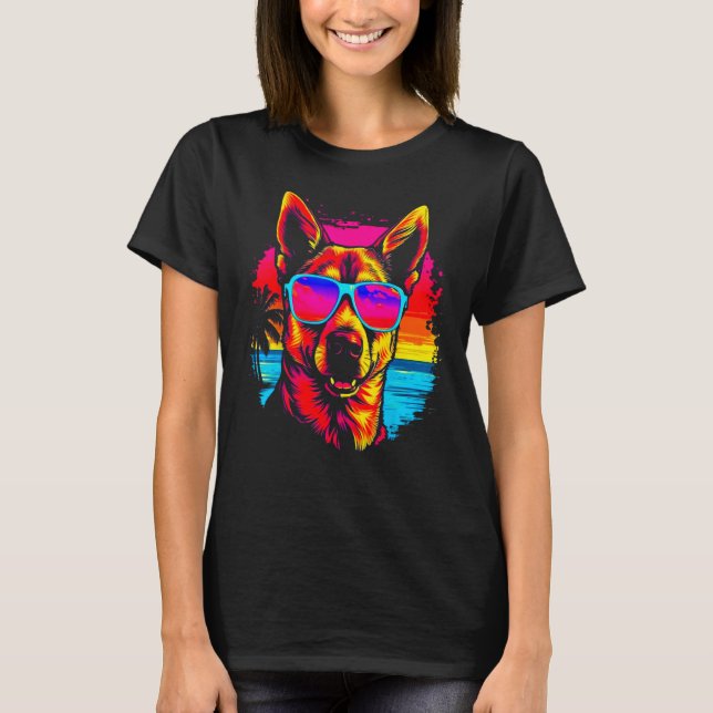Art German Shepherd Dog Summer Sonnenbrille T-Shirt (Vorderseite)