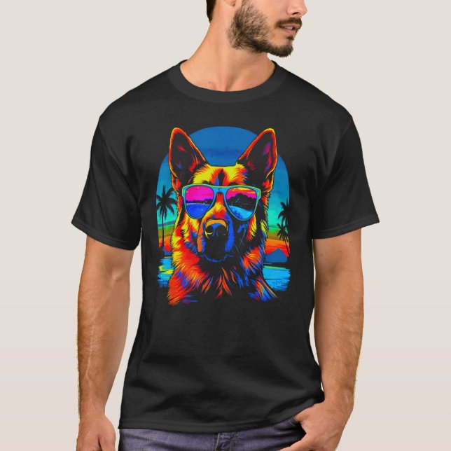 Art German Shepherd Dog Sunglasses Vacation T-Shirt (Vorderseite)