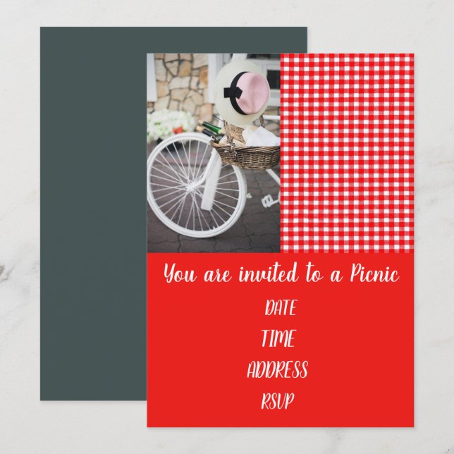 Art-Gingham-Party des Picknickmittagessens Einladung (Vorne/Hinten)