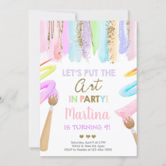 Art Girl Geburtstagseinladung, Art Party einladen. Einladung