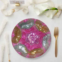 Art Glass Art Deco Yummy Pink Jewel Hochzeitsessen Pappteller