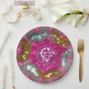 Art Glass Art Deco Yummy Pink Jewel Hochzeitsessen Pappteller