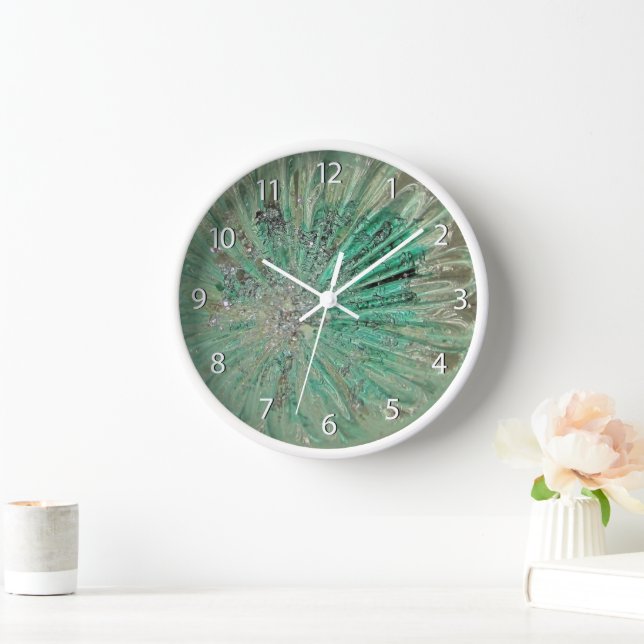 Art Glass Rich Jewel Aquamarin Ice Glitzer Aqua Uhr (Zuhause)