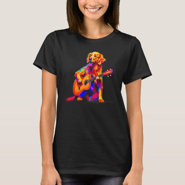 Art Golden Retriever Dog Guitar T-Shirt (Vorderseite)