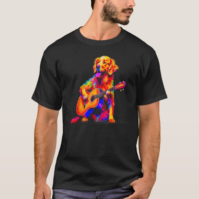 Art Golden Retriever Dog Guitar T-Shirt (Vorderseite)