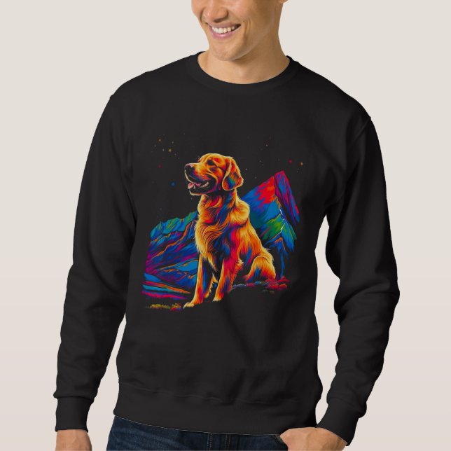 Art Golden Retriever Dog Mountain Hiking Sweatshirt (Vorderseite)