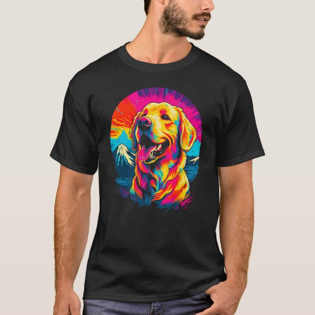 Art Golden Retriever Dog Mountain T-Shirt (Vorderseite)