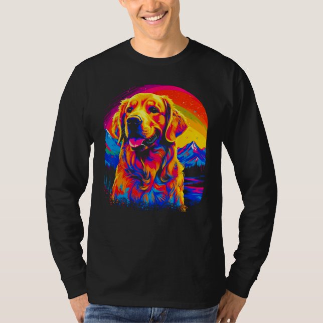 Art Golden Retriever Dog Sunset T-Shirt (Vorderseite)