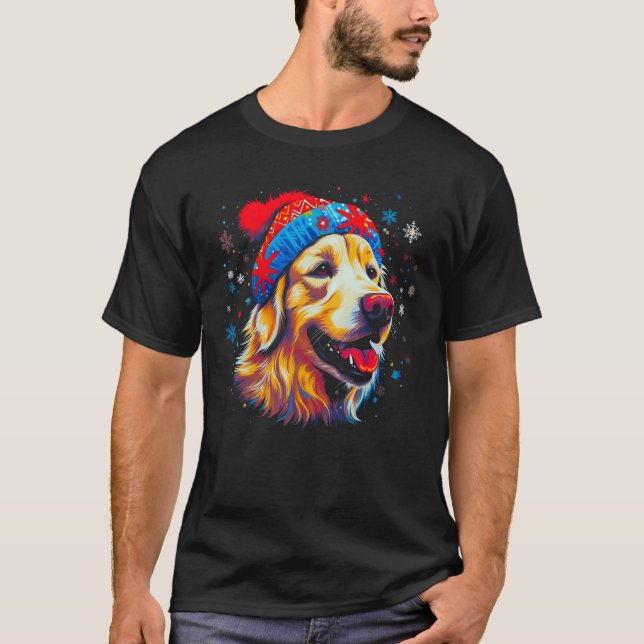 Art Golden Retriever Dog Xmas T-Shirt (Vorderseite)