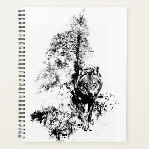 Art graphique Loup gris faune nature animale