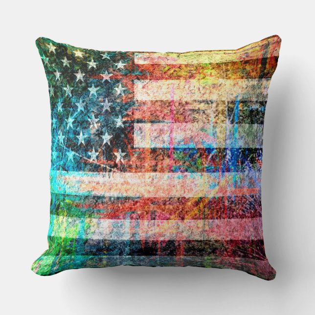 Art Grunge American Flag #3 Kissen (Vorderseite)