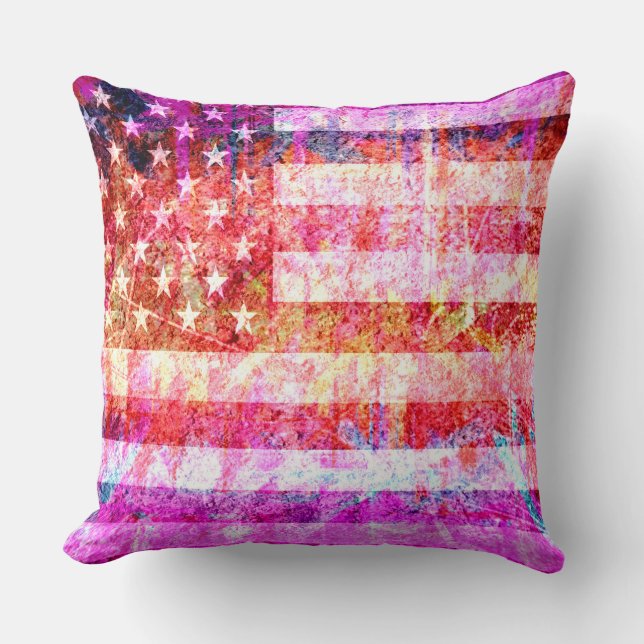 Art Grunge American Flag #4 Kissen (Vorderseite)