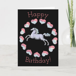 Art Hearts et Horse mignonne carte d'anniversaire