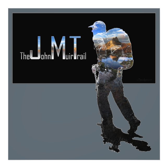 Art - Hiker Silhouette - John Muir Trail Text Fotodruck (Vorne)