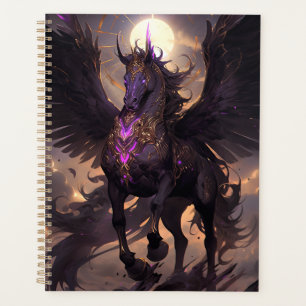 Art Imaginaire noir violet Unicorne
