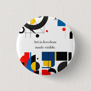 "Art Is Freedom Made Vue" Quote on Abstract Ge Button