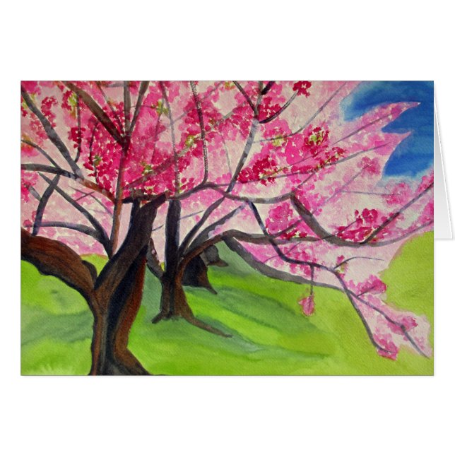 Art japonais d'aquarelle de fleurs de cerisier de (Devant horizontal)