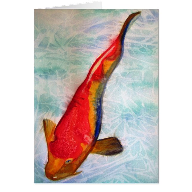 Art japonais d'aquarelle de poissons de Kohaku Koi (Devant)