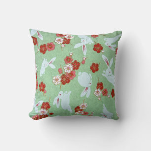 Art japonais - Sakuras et lapins - Coussin