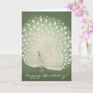 Art japonais vintage   Carte d'anniversaire Peacoc