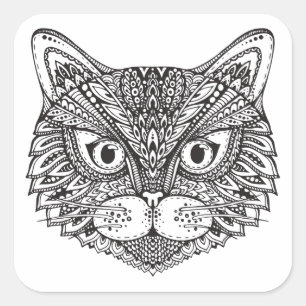 Art-Katze Quadratischer Aufkleber