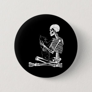 Art Kitty Skeleton Halloween Kostüm Schädel und Ca Button