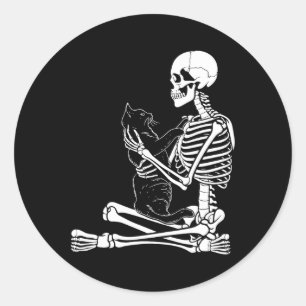 Art Kitty Skeleton Halloween Kostüm Schädel und Ca Runder Aufkleber