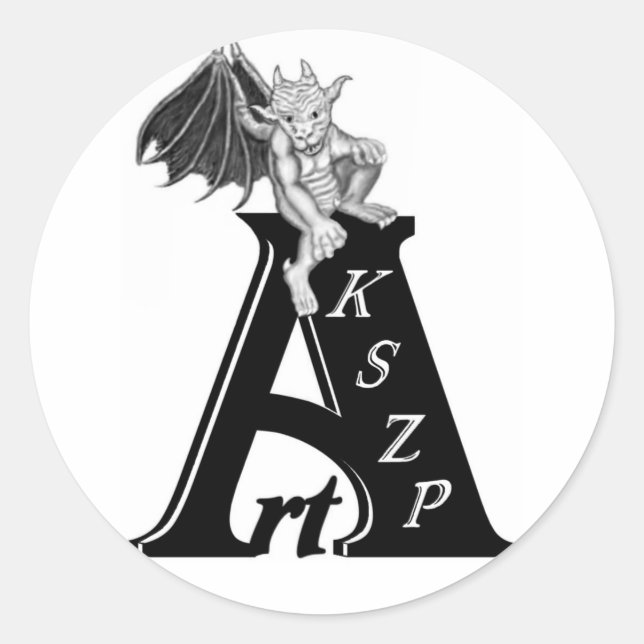 Art KSZP Logo mit Golem Gargoyle Runder Aufkleber (Vorderseite)
