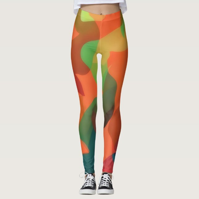 Art Leggings Cosy Leggings Orange et vert (Devant)