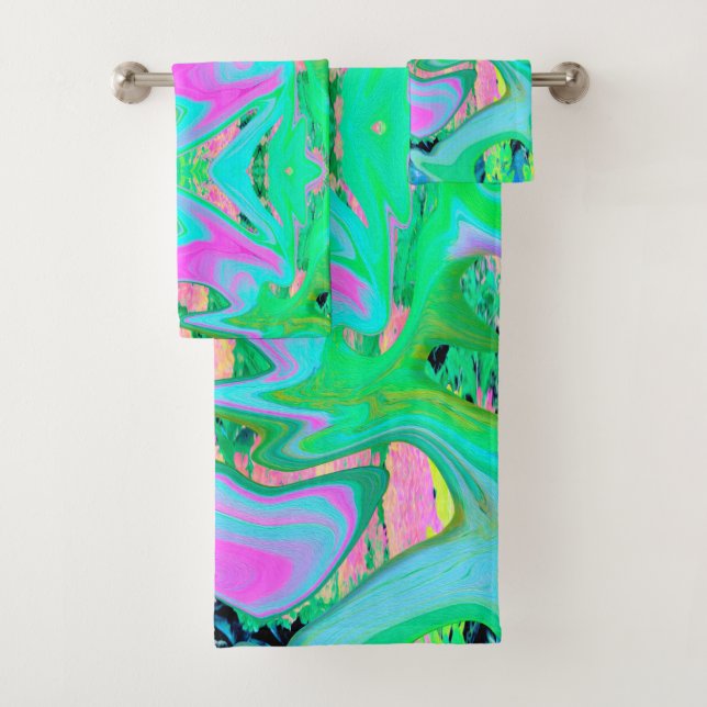 Art Liquide rose et bleu clair rétro sur Hydrangea (En situation)