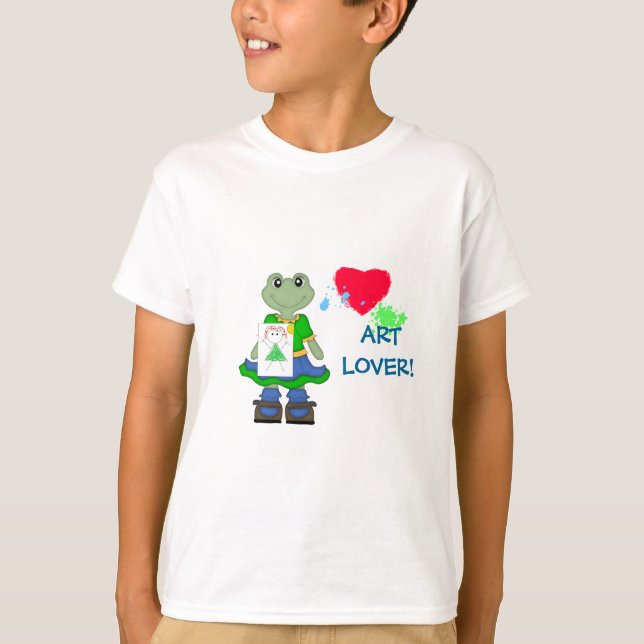 Art Lover!-Miss Froggy mit gemalten Herzen T-Shirt (Vorderseite)