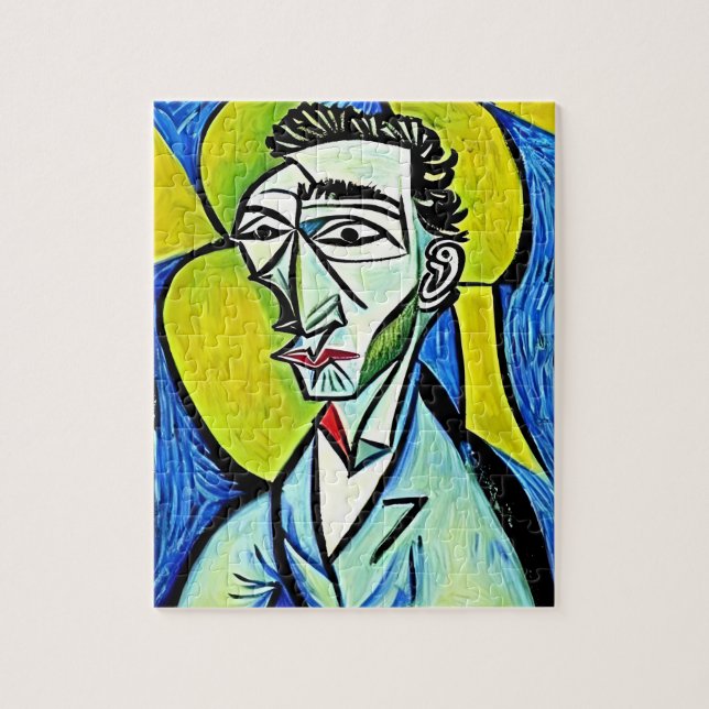ART-MAN-blaugelb-abstraktes Portrait (Vertikal)