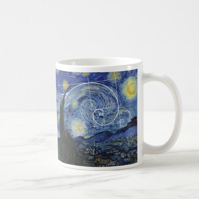  Art Meets Math, Van Gogh trifft Fibonacci Card Kaffeetasse (Rechts)