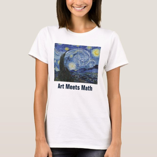Art Meets Mathe, Van Gogh trifft Fibonacci T - Shi T-Shirt (Vorderseite)