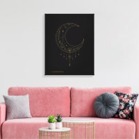 Art minimaliste de lune sur toile en or de luxe