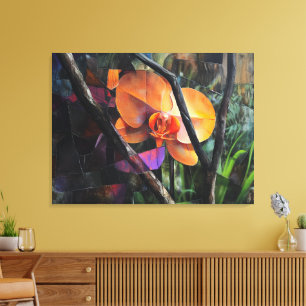 Art Moderne Abstrait Cubiste Orchidée Toile Tendue