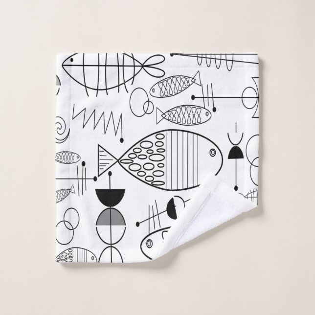 Art moderne du milieu du siècle sur les poissons (Gant de toilette)