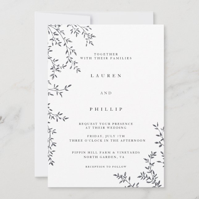 Art Moderne Floral Mariages Invitations (Devant)
