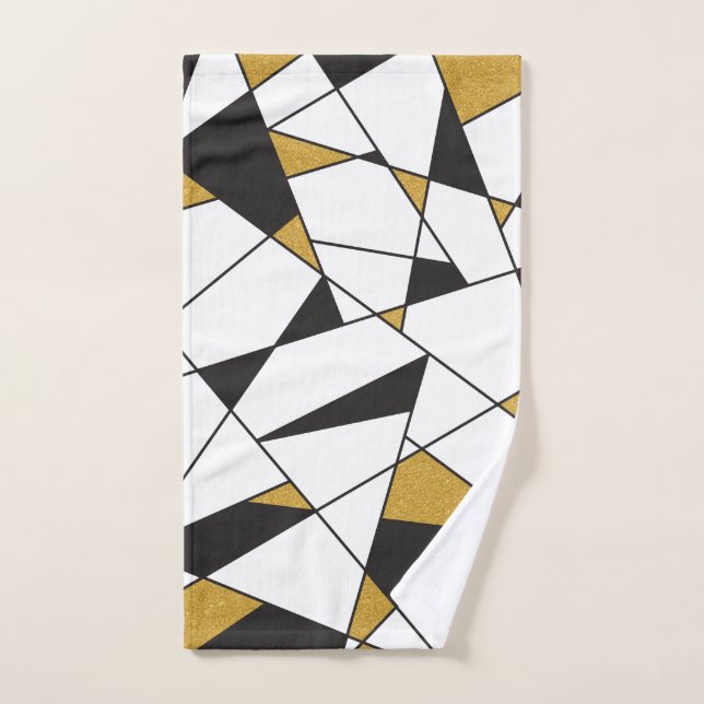 Art moderne Géométrie - noir et blanc avec or (Serviette à main)