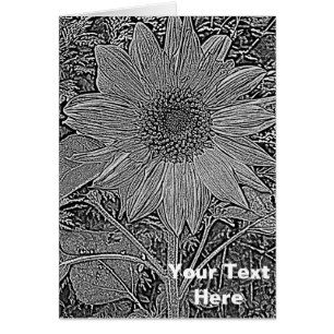 art moderne original de tournesol noir et blanc