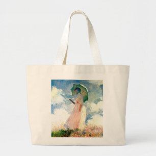Art Monet "Frau mit rosa Parosel" Jumbo Stoffbeutel