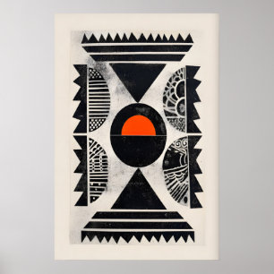 Art mural à motif indien - Cercle orange gras et